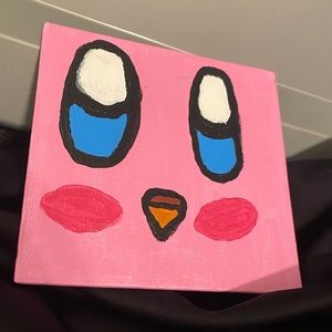 Hand painted acrylic 5x5 canvas. My version of Kirby.